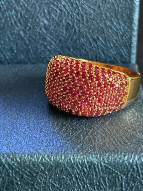 Vermeil Gold over 9.25 Sterling Silver Women Ruby huge Ring